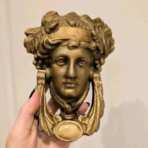 Antique large heavy brass  Athena door knocker